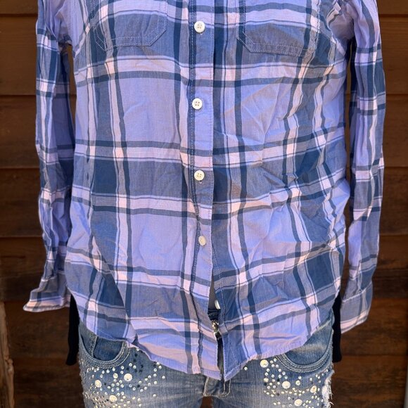 St John Purple Plaid Button Down Shirt Size S - Picture 5 of 8